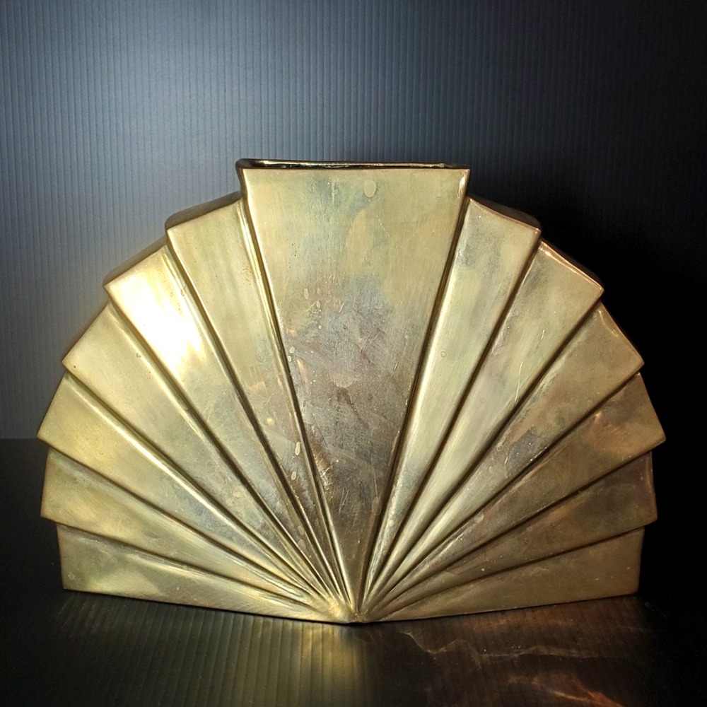 Rosenthal‎ Netter Brass Fan Vase Art Deco MCM 60s 70s 80s Hollywood Regency